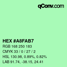 Color code: HEX #A8FAB7 | qconv.com