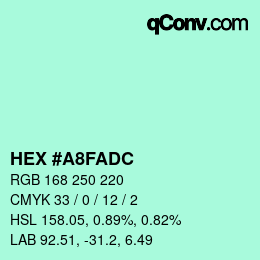 カラーコード: HEX #A8FADC | qconv.com