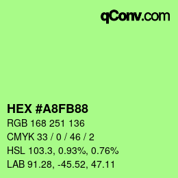 Color code: HEX #A8FB88 | qconv.com