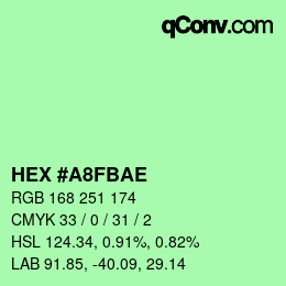 Color code: HEX #A8FBAE | qconv.com