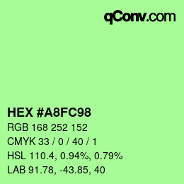 Color code: HEX #A8FC98 | qconv.com