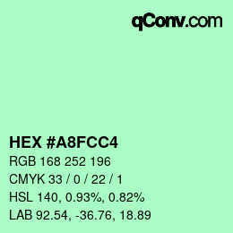 カラーコード: HEX #A8FCC4 | qconv.com