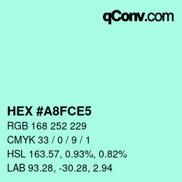 カラーコード: HEX #A8FCE5 | qconv.com