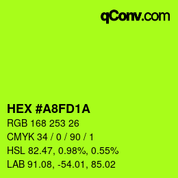 Color code: HEX #A8FD1A | qconv.com