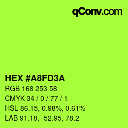 カラーコード: HEX #A8FD3A | qconv.com