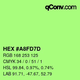 カラーコード: HEX #A8FD7D | qconv.com