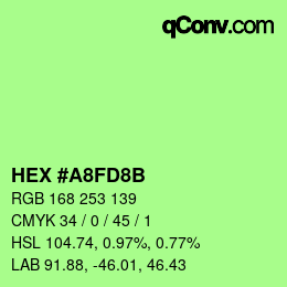 Color code: HEX #A8FD8B | qconv.com