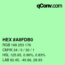 カラーコード: HEX #A8FDB0 | qconv.com