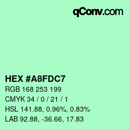 Color code: HEX #A8FDC7 | qconv.com