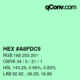 Color code: HEX #A8FDC9 | qconv.com