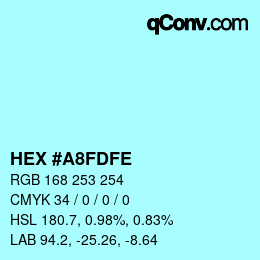 カラーコード: HEX #A8FDFE | qconv.com