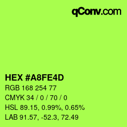 カラーコード: HEX #A8FE4D | qconv.com
