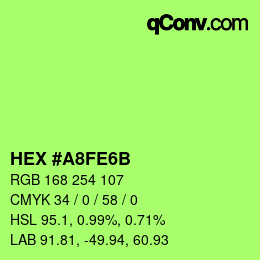 カラーコード: HEX #A8FE6B | qconv.com