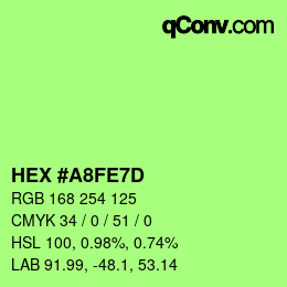 カラーコード: HEX #A8FE7D | qconv.com