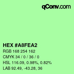 カラーコード: HEX #A8FEA2 | qconv.com