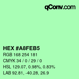 カラーコード: HEX #A8FEB5 | qconv.com