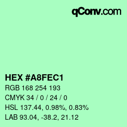 カラーコード: HEX #A8FEC1 | qconv.com