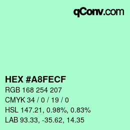 Farbcode: HEX #A8FECF | qconv.com