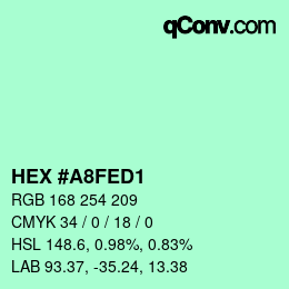 カラーコード: HEX #A8FED1 | qconv.com