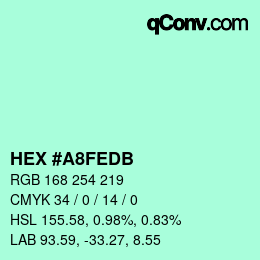 カラーコード: HEX #A8FEDB | qconv.com