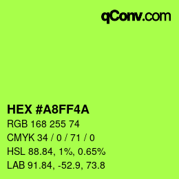 Color code: HEX #A8FF4A | qconv.com