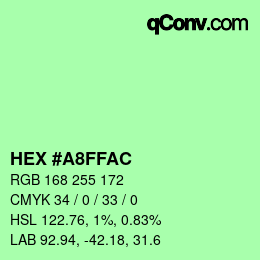 颜色代码: HEX #A8FFAC | qconv.com