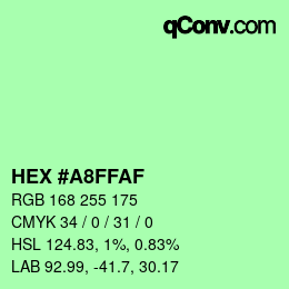 颜色代码: HEX #A8FFAF | qconv.com