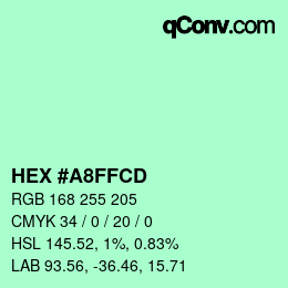 Color code: HEX #A8FFCD | qconv.com