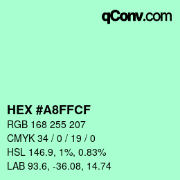カラーコード: HEX #A8FFCF | qconv.com