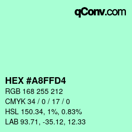 カラーコード: HEX #A8FFD4 | qconv.com