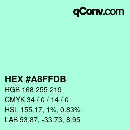 Color code: HEX #A8FFDB | qconv.com