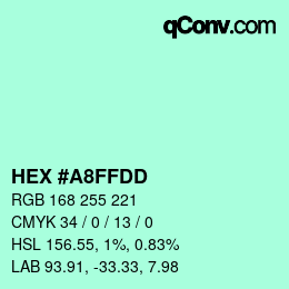 Color code: HEX #A8FFDD | qconv.com