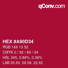 Farbcode: HEX #A90D34 | qconv.com