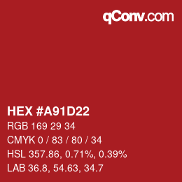 Color code: HEX #A91D22 | qconv.com