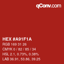Color code: HEX #A91F1A | qconv.com