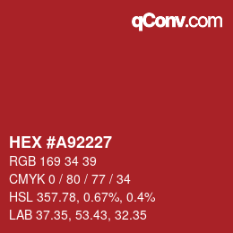 Color code: HEX #A92227 | qconv.com
