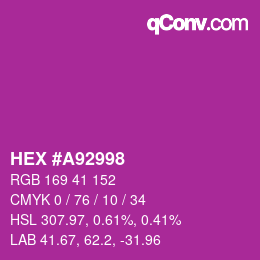 カラーコード: HEX #A92998 | qconv.com