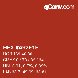 Color code: HEX #A92E1E | qconv.com