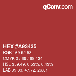 Color code: HEX #A93435 | qconv.com