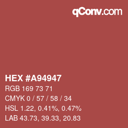 颜色代码: HEX #A94947 | qconv.com