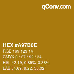 Color code: HEX #A97B0E | qconv.com