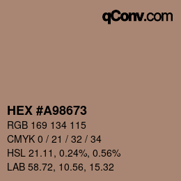 Code couleur: HEX #A98673 | qconv.com