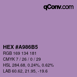 カラーコード: HEX #A986B5 | qconv.com