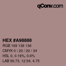Color code: HEX #A98888 | qconv.com
