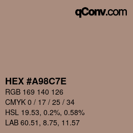 Color code: HEX #A98C7E | qconv.com
