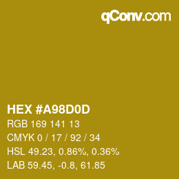 Farbcode: HEX #A98D0D | qconv.com