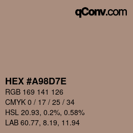 Color code: HEX #A98D7E | qconv.com