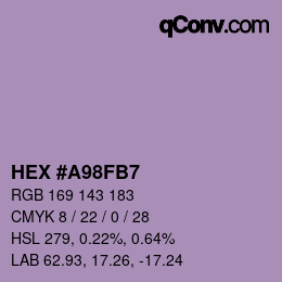 カラーコード: HEX #A98FB7 | qconv.com