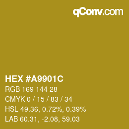 Color code: HEX #A9901C | qconv.com