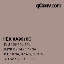 Color code: HEX #A9918C | qconv.com